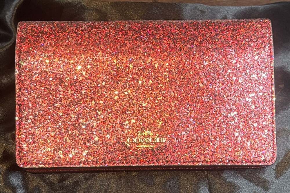 Coach Hayden Foldover Crossbody Cluth - True Ruby Red Glitter